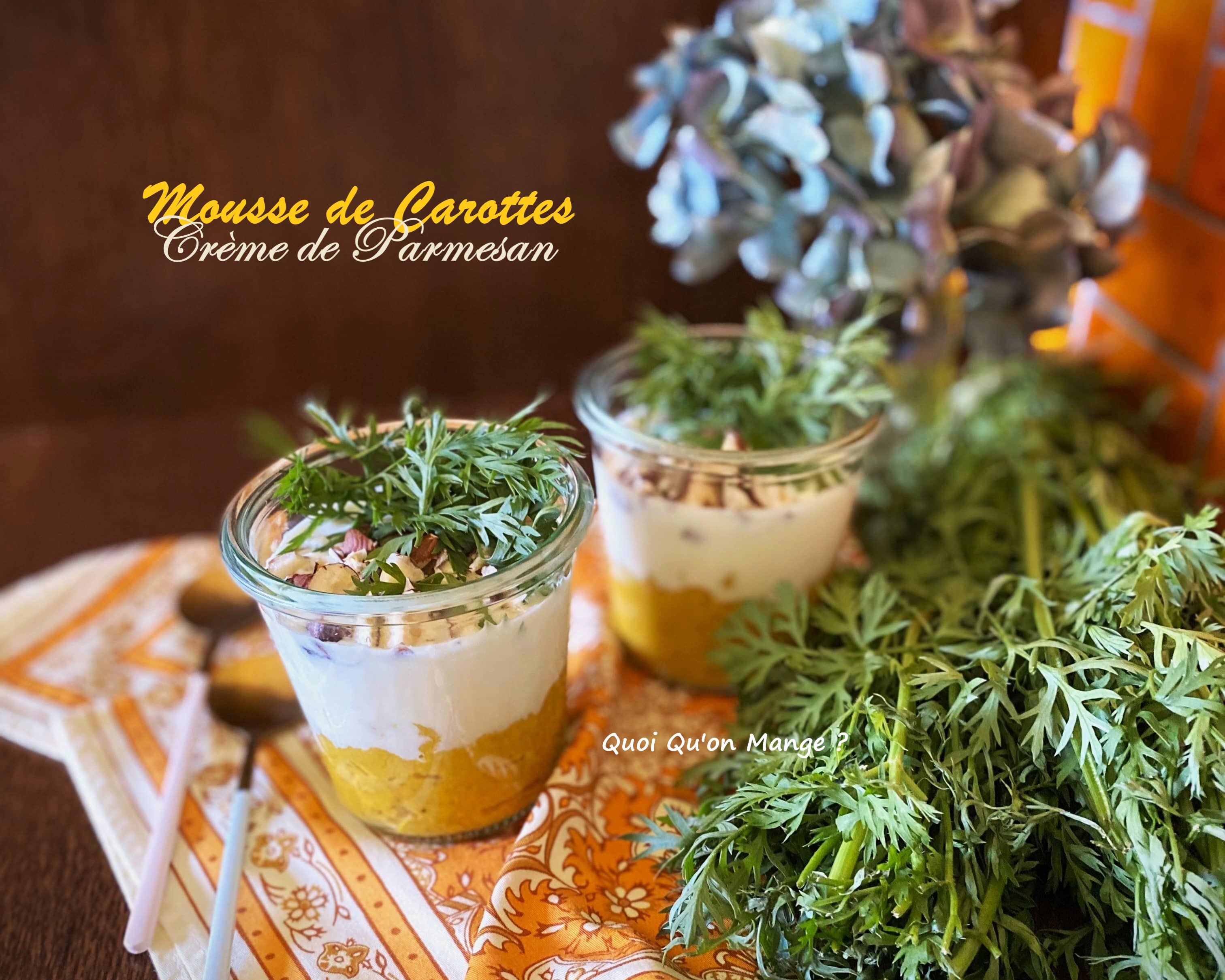 Mousse de carottes aux noisettes – crème de parmesan