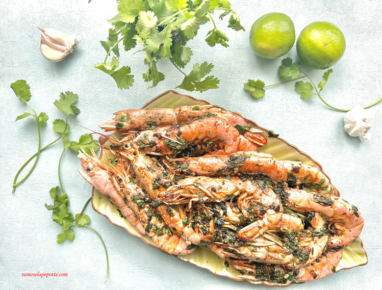 Gambas ail coriandre