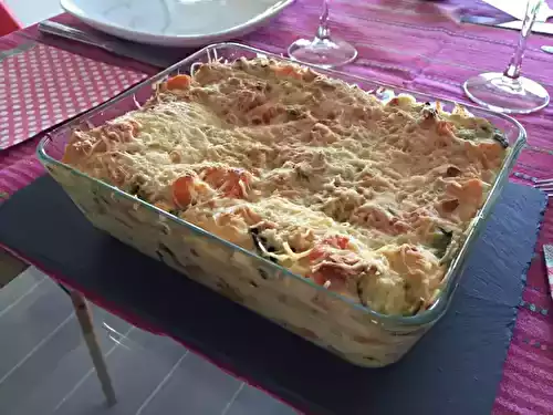 Lasagnes aux légumes et lardons