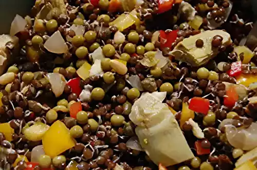 Salade de lentilles beluga germées