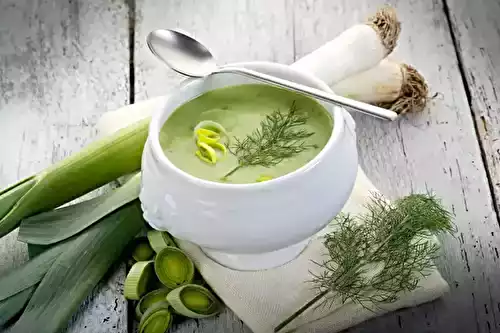 Velouté de poireaux, lardons et pommes de terre