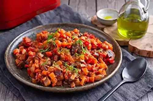 Recette aubergine poivron tomate oignon