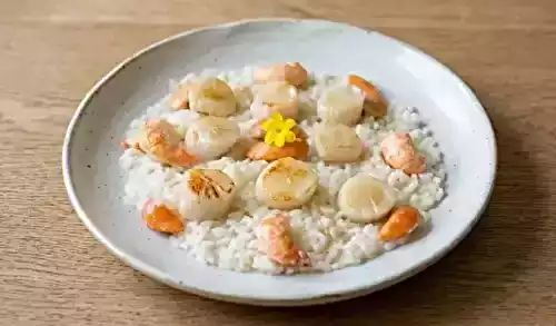 Risotto crémeux aux Saint-Jacques et aux langoustines