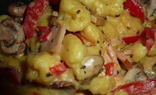 Gnocchis au chevre et poivron rouge avec cookeo - recette facile.