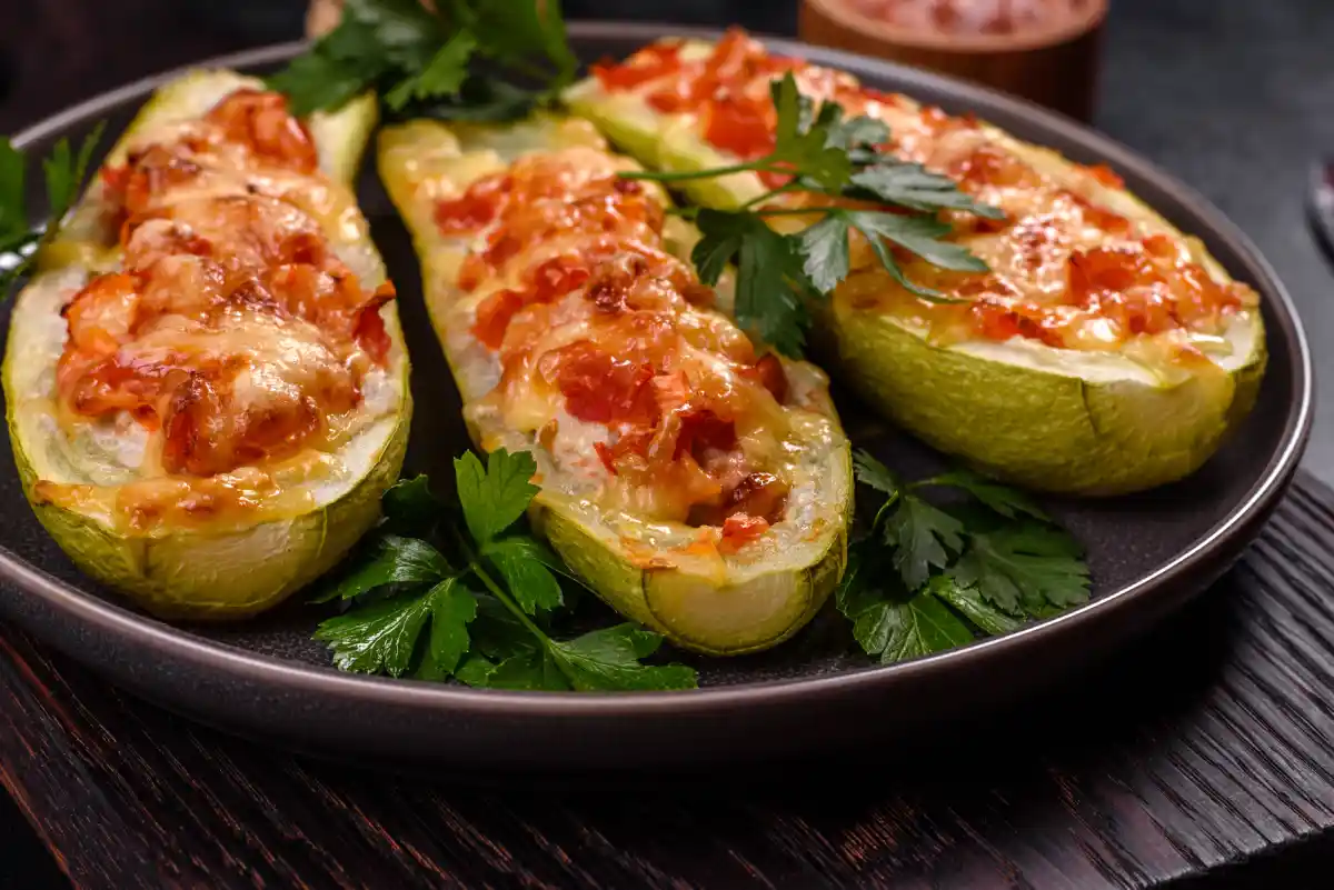 Courgettes farcies végétariennes - un repas léger mais savoureux.