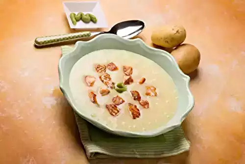 Soupe de pommes de terre au saumon rôti