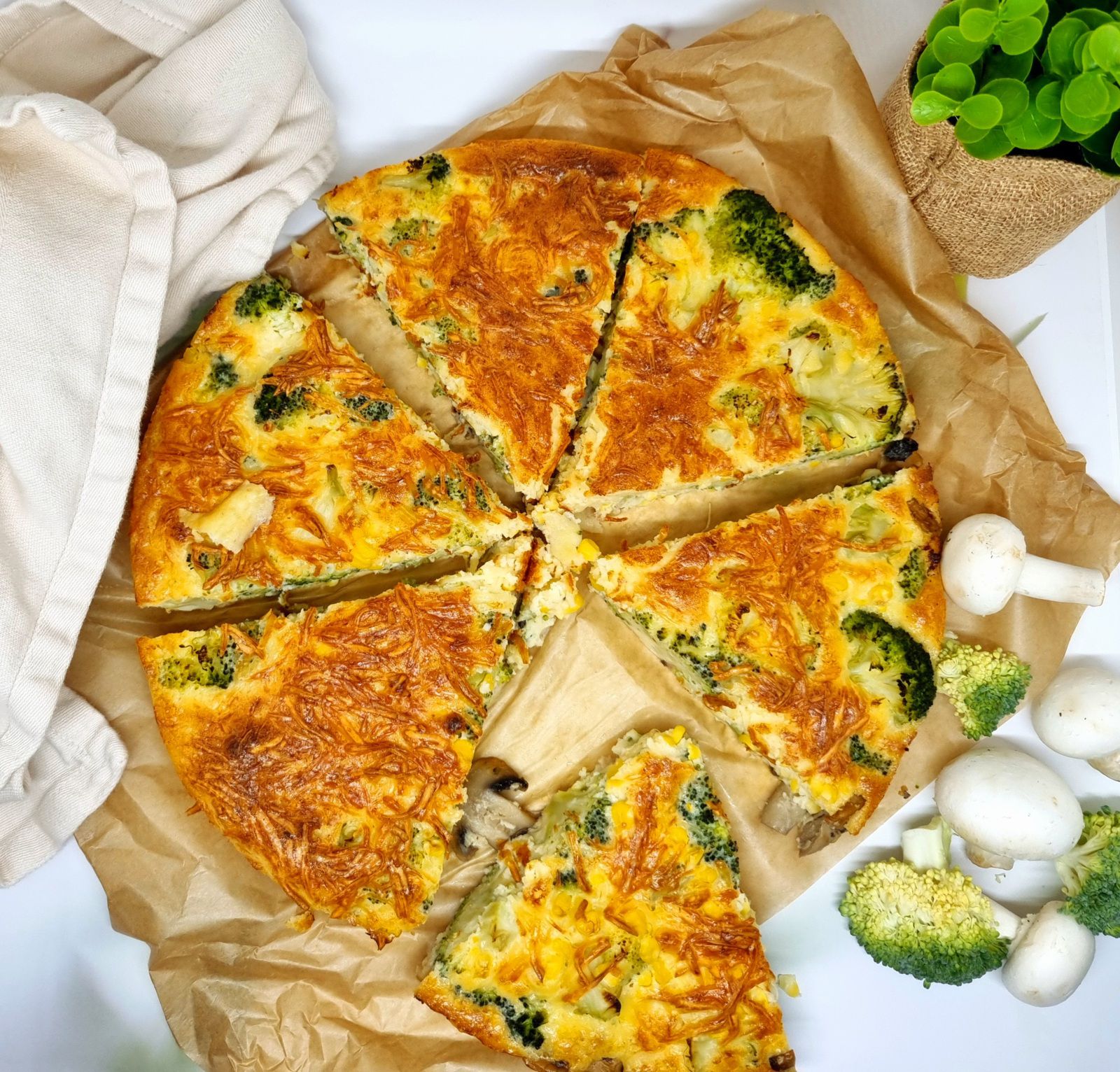 Quiche sans pâte brocoli et maïs