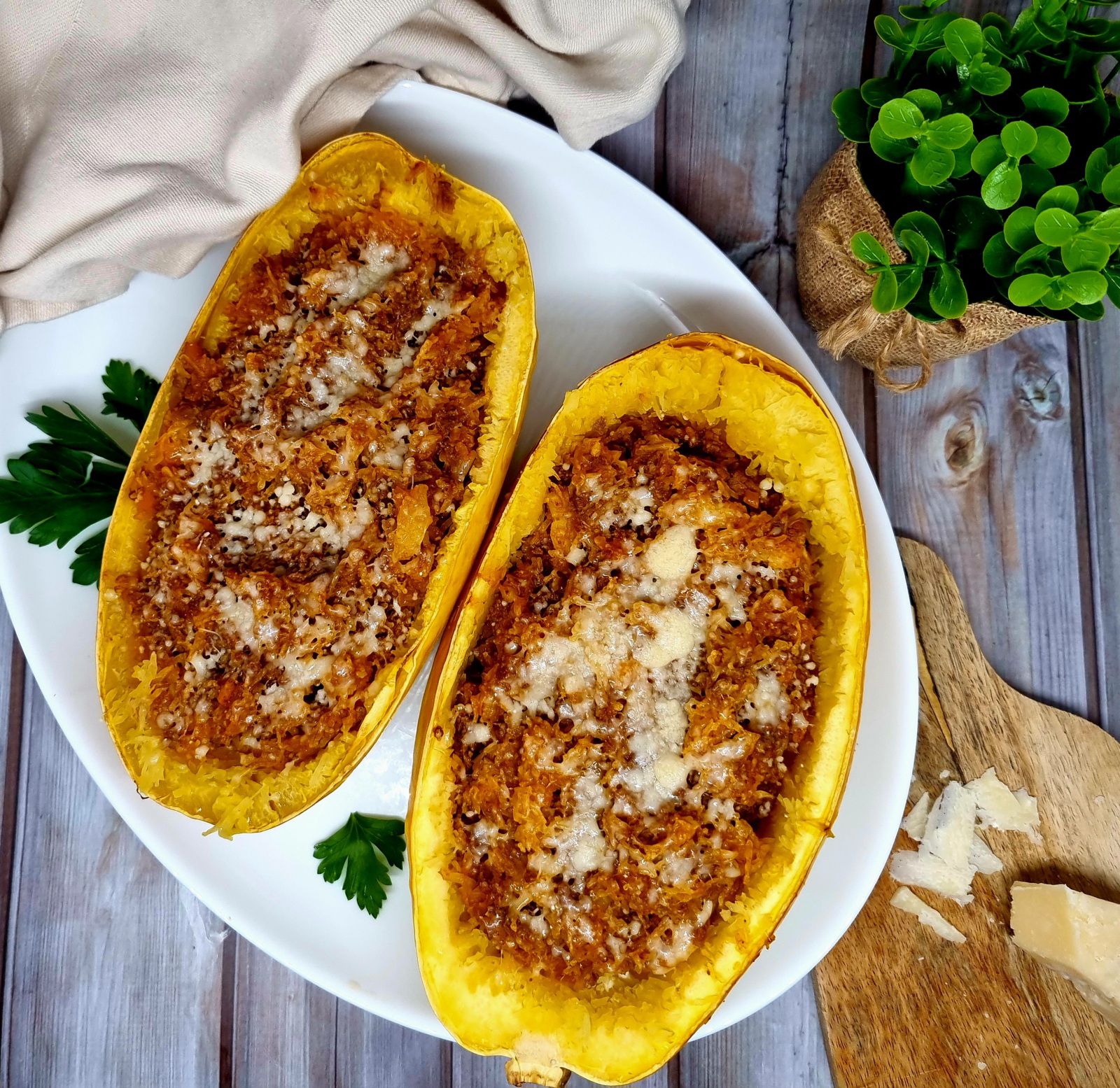 Courges spaghettis à la bolognaise