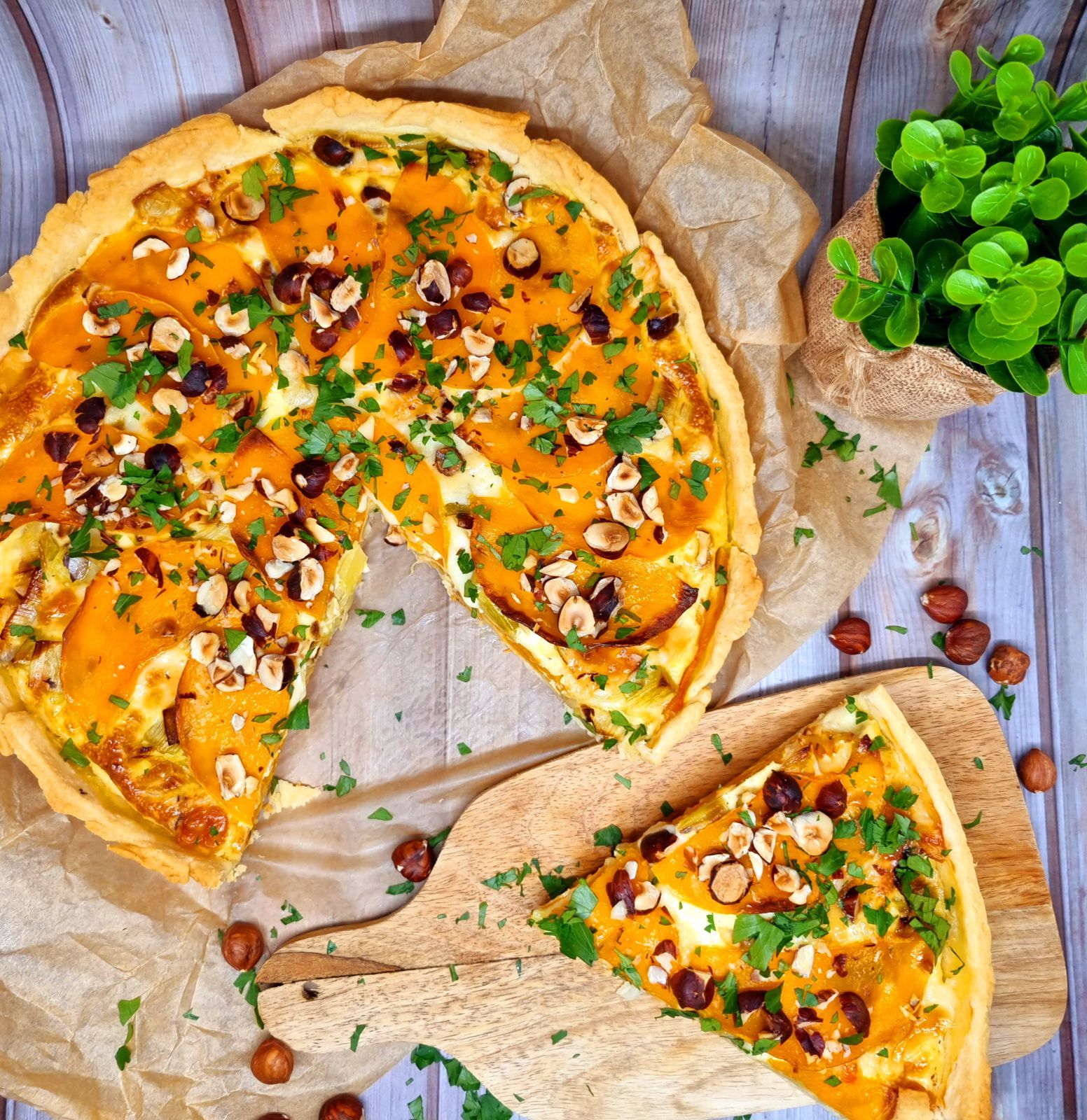 Quiche butternut, poireaux et brebis