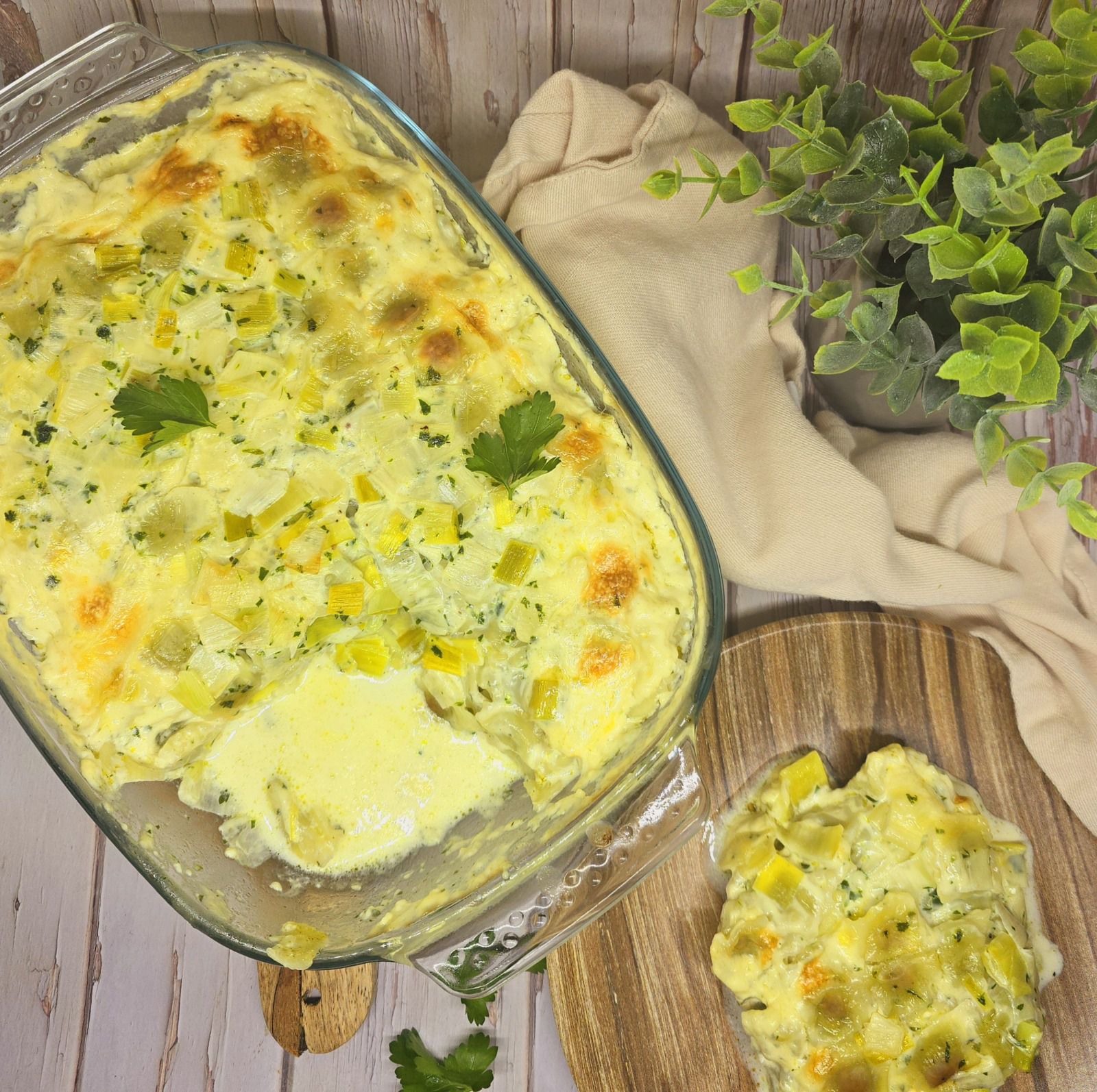 Gratin de poireaux et ravioles du Dauphiné