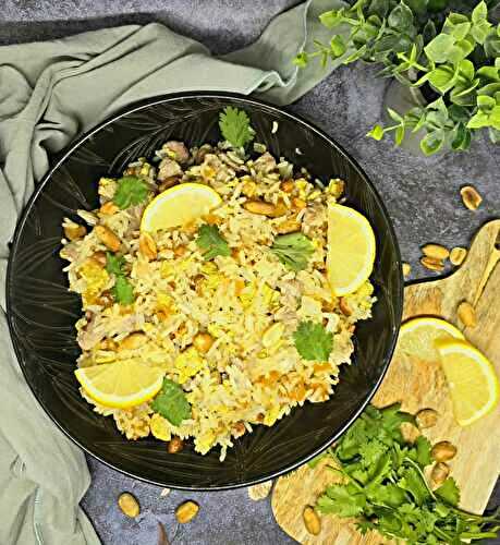 Riz sucré salé porc et abricots secs