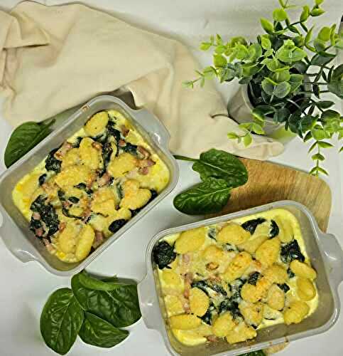 Gratin de gnocchis aux épinards et lardons