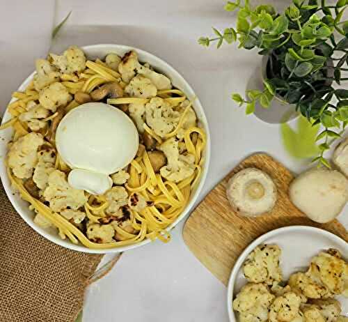 Linguine au chou fleur grillé et burrata