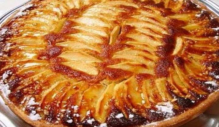 Tarte aux pommes, crème d’amande et caramel