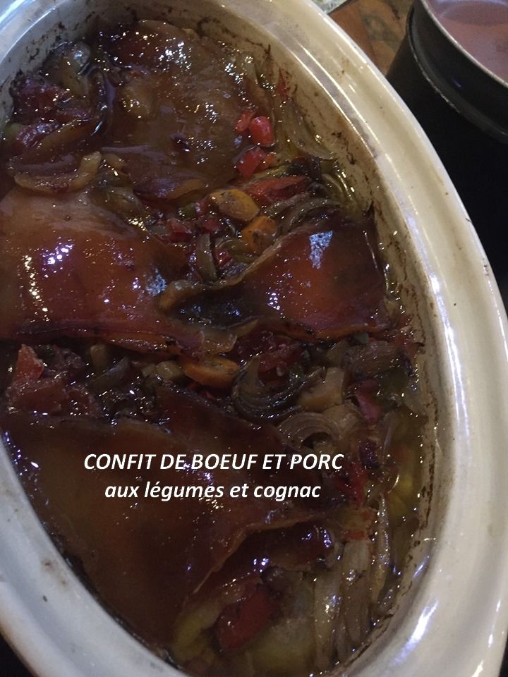 CONFIT DE BOEUF ET PORC au cognac