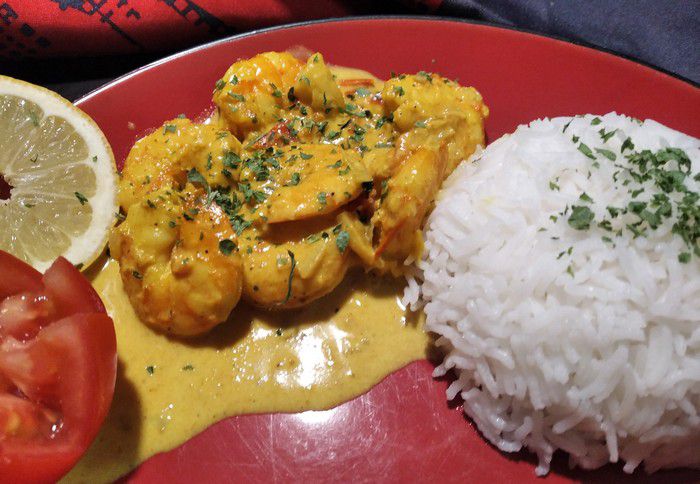 Curry de crevettes au lait de coco - Recettes de Papounet