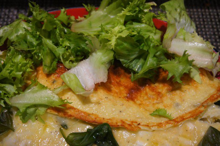 Omelette au chèvre et basilic - Recettes de Papounet