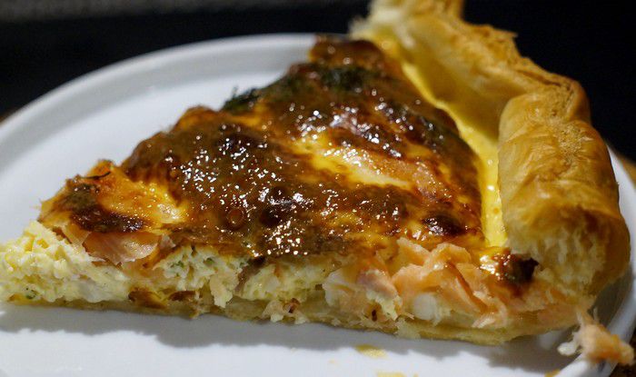 Quiche au saumon fumé et fromage de chèvre - Recettes de Papounet