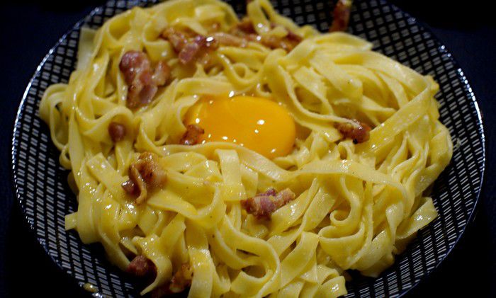 Tagliatelles carbonara sans crème à l'italienne - Recettes de Papounet