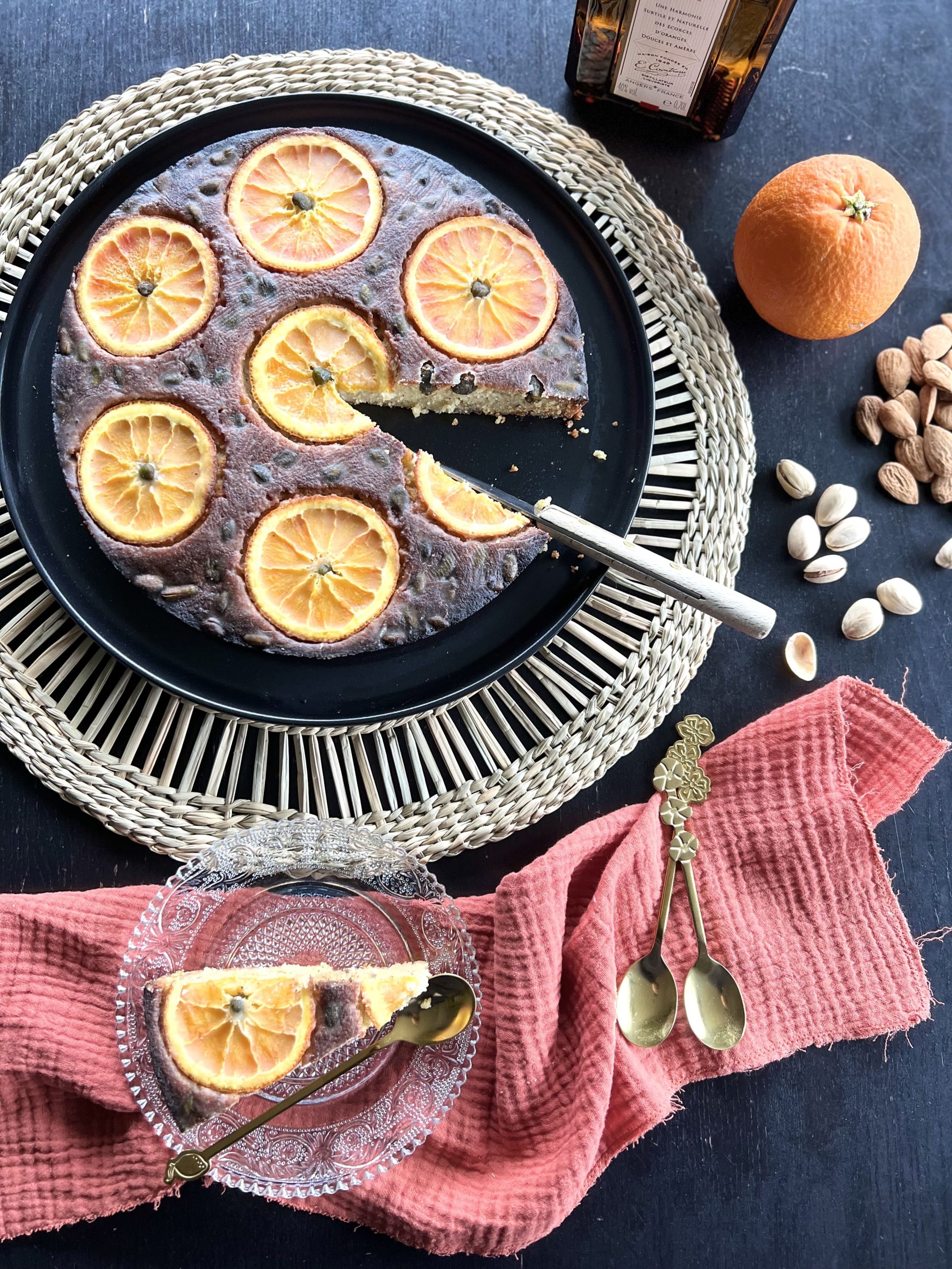 Gâteau amande, pistache, orange sans gluten