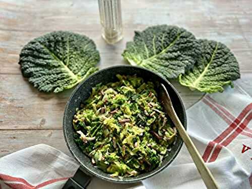 Poêlée de chou vert aux lardons