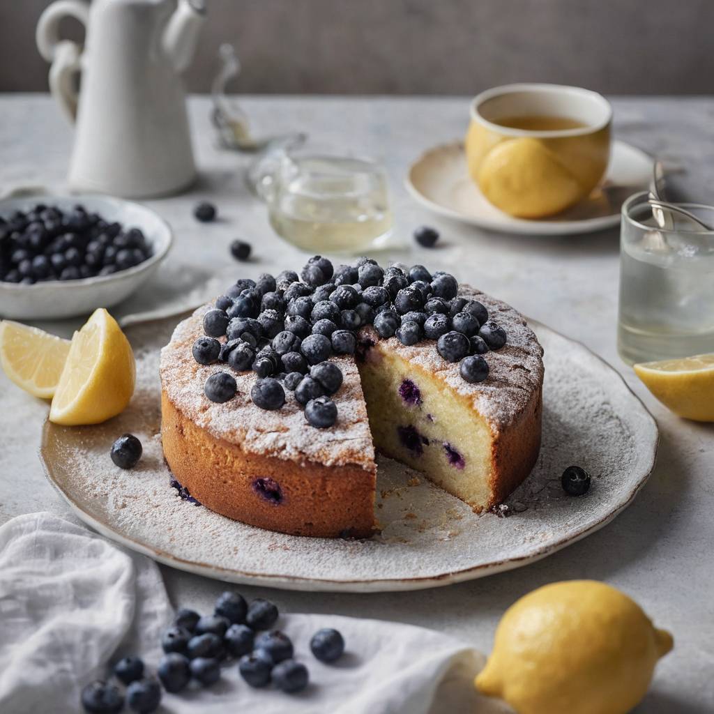 Gâteau Moelleux à l'Huile d'Olive, Citron et Myrtilles