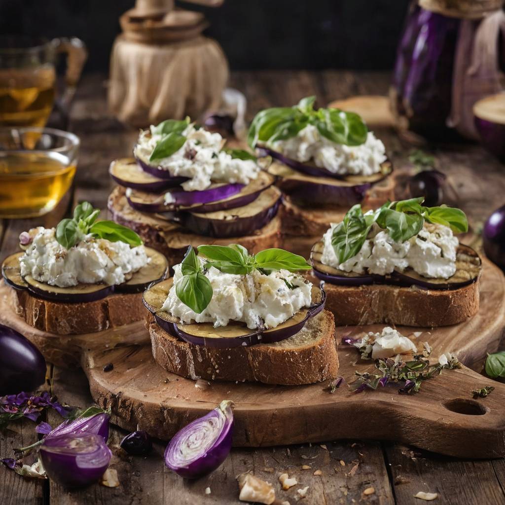 Tartines d'Aubergines Grillées au Chèvre Frais