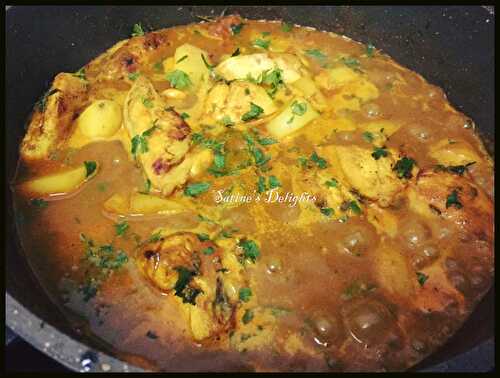 Poulet au curry (pommes de terre et petits pois)