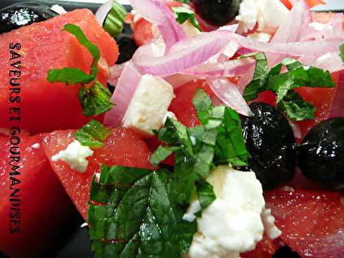 Salade de Pastèque, Feta et Menthe.