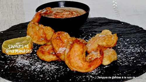 Tempura de gambas à la noix de coco.