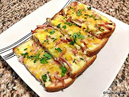 Tartines gratinées au jambon et au fromage - Recette en vidéo