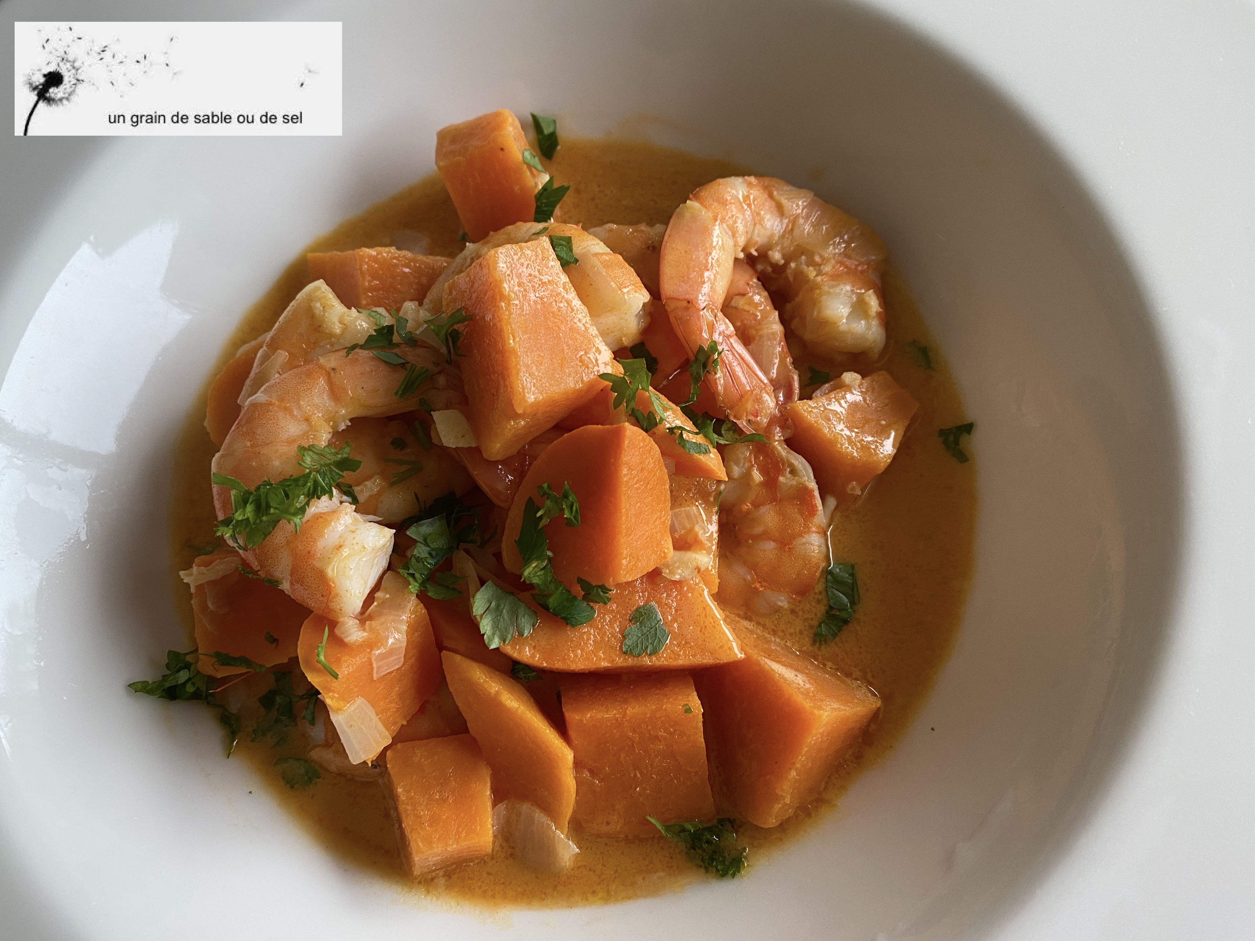 Curry de patates douces aux crevettes