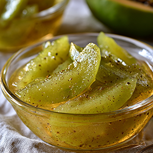 Confiture de papaye verte en tranches confites