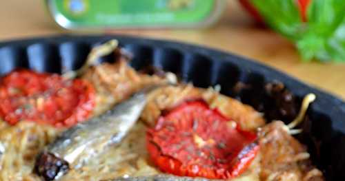 Pudding de pain aux sardines et tomates