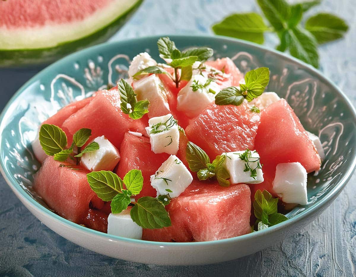 Salade de pastèque à la Feta et à la menthe