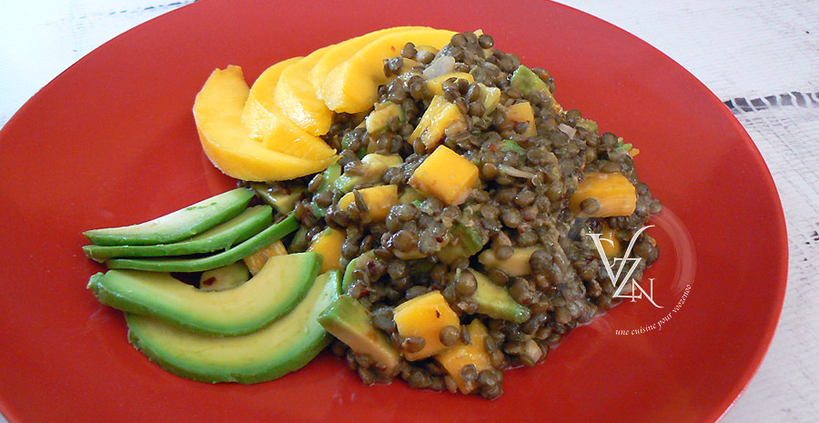 Salade de mangue, avocat et lentilles