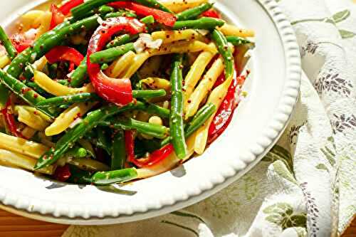 Salade de haricots, vinaigrette au miel et à la moutarde à l’ancienne