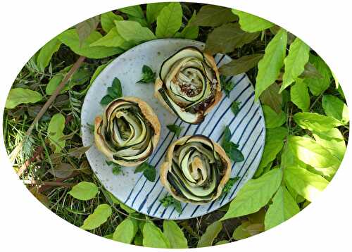 Feuilletés végétaliens fleurs de courgettes au pesto ou moutarde & noisette
