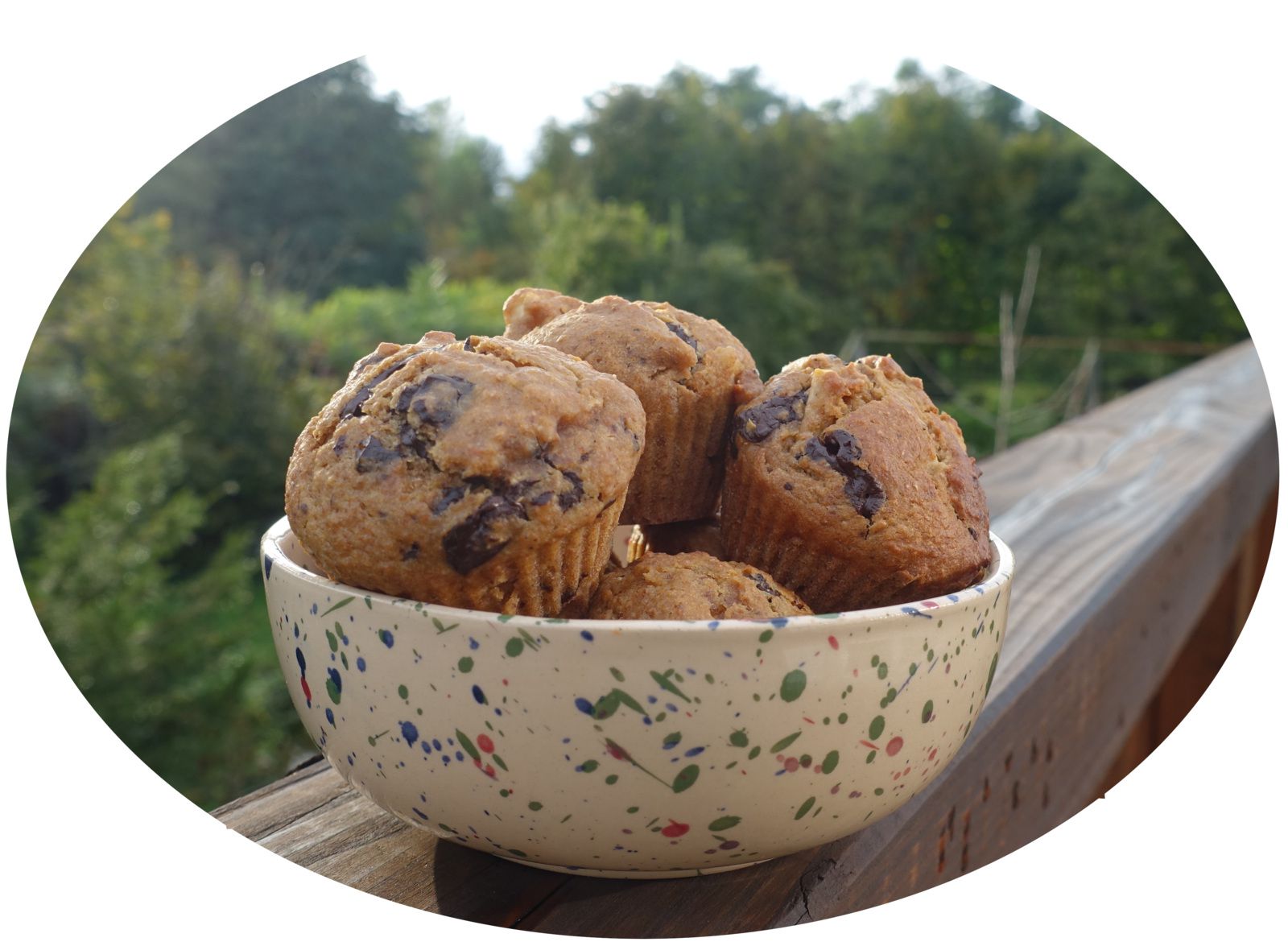 Muffins végétaliens aux pommes, cacahuètes & chocolat noir 