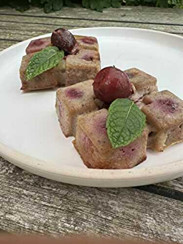 CLAFOUTIS CARRES GOURMANDS CERISES CHATAIGNES