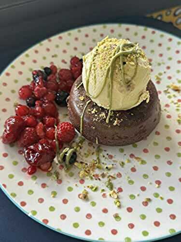 FONDANTS CHOCOLAT FRUITS ROUGES GLACE PISTACHE