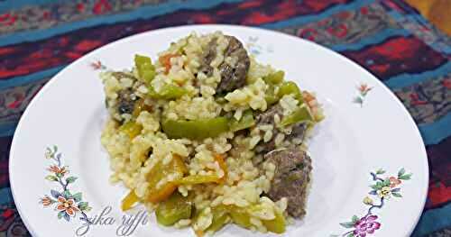 RISOTTO AUX BOULETTES- TOMATE ET POIVRON- CUISINE FACILE