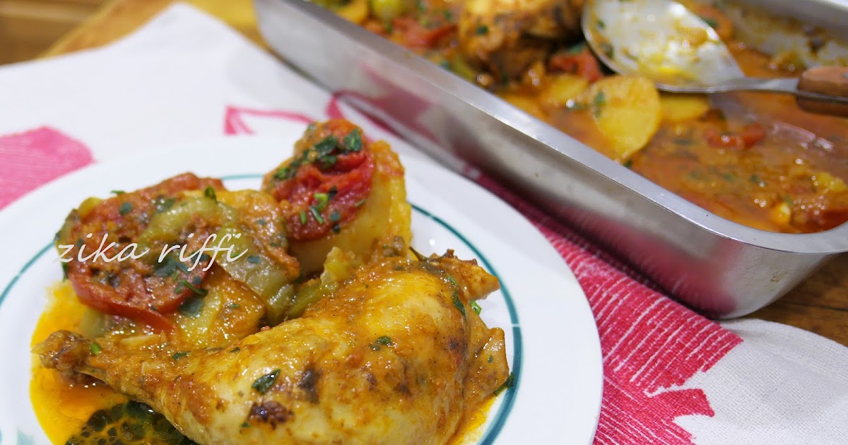 TAJINE DE POULET AUX POMMES DE TERRE SAUCE TOMATE AU FOUR ( BATATA FEL KOUCHA )