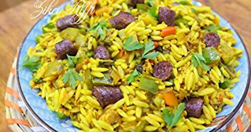 TLAÏTLI- ORZO AUX MERGUEZ - VIANDE HACHEE ET LEGUMES