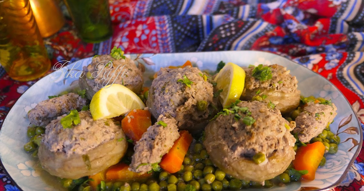 DOLMA KARNOUN W JELBENA- TAJINE D'ARTICHAUTS FARCIS - PETITS POIS FRAIS ET CAROTTES