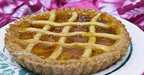 TARTE FONDANTE À LA CONFITURE D'ABRICOT- PÂTE AU ZESTE D'ORANGE ET AMANDE