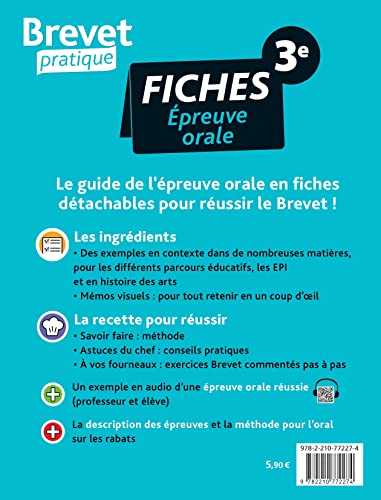 Brevet Pratique Fiches Épreuve orale 3e Brevet 2022: L'essentiel pour réussir l'épreuve orale en 38 fiches efficaces