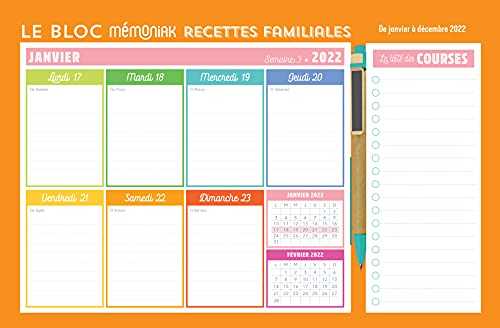Le Bloc organiseur Mémoniak Recettes familiales 2022