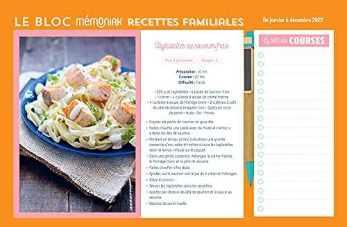 Le Bloc organiseur Mémoniak Recettes familiales 2022