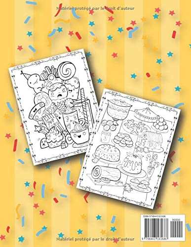 Livre de coloriage de nourriture Kawaii pour les enfants: Dessert mignon, Cupcake, Beignet, Bonbons, Crème glacée, Chocolat, Nourriture, Fruits Pages ... mignon, Cupcake, Beignet, Coloriage facile.